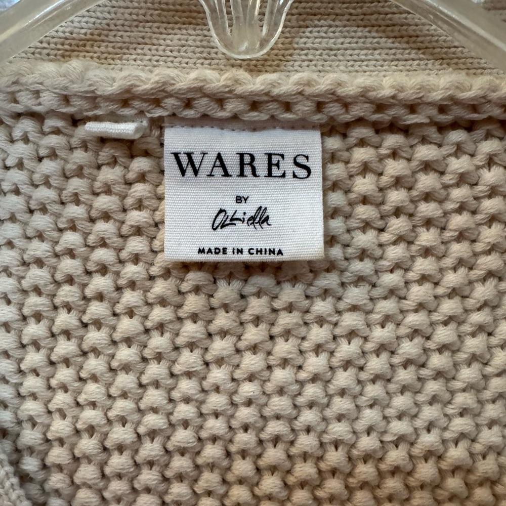 Wares by Olli Ella Women’s Cream Knitted 100% Organic Cotton Button Up Cardigan - Picture 5 of 6